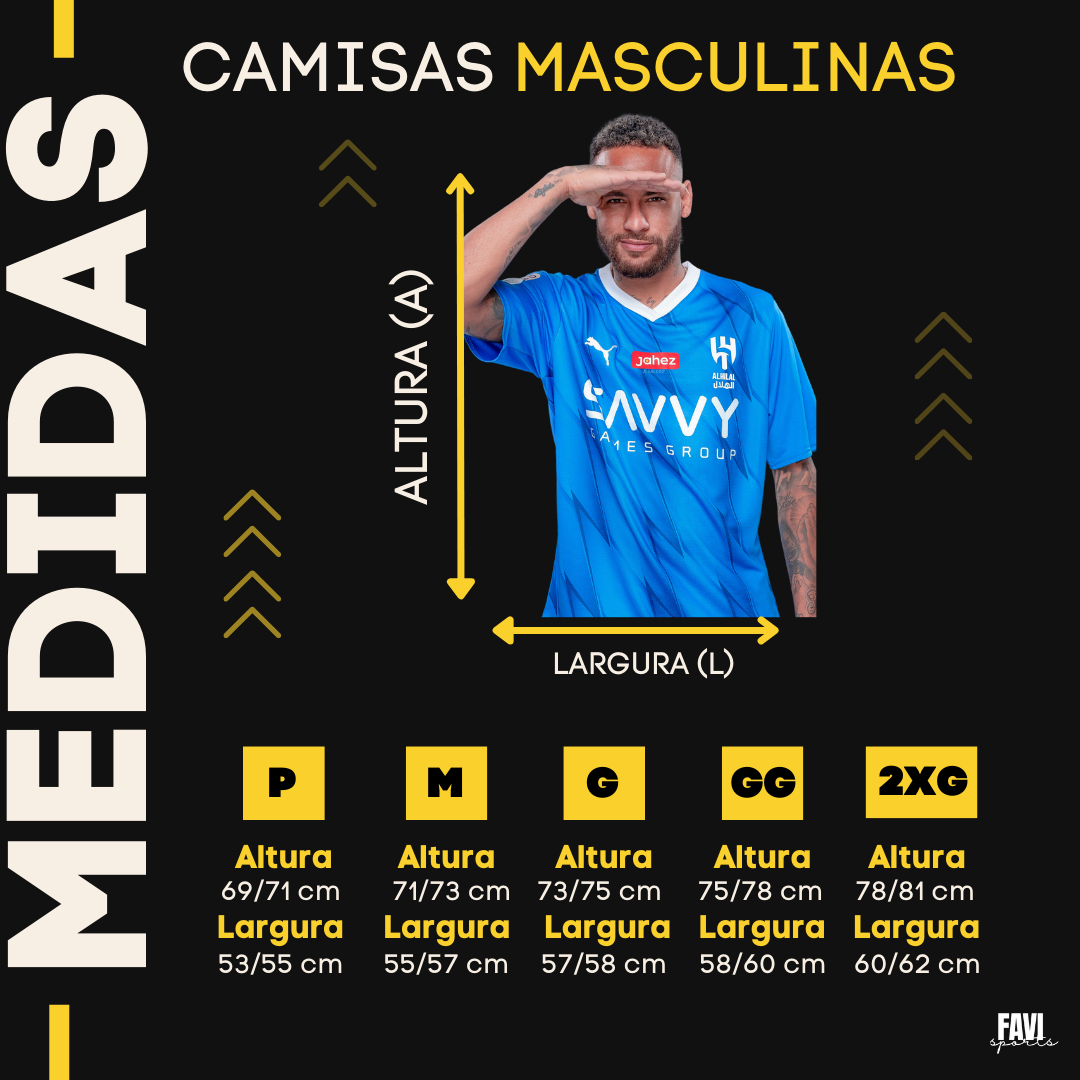 camisa tailandesa neymar al hilal tamanho